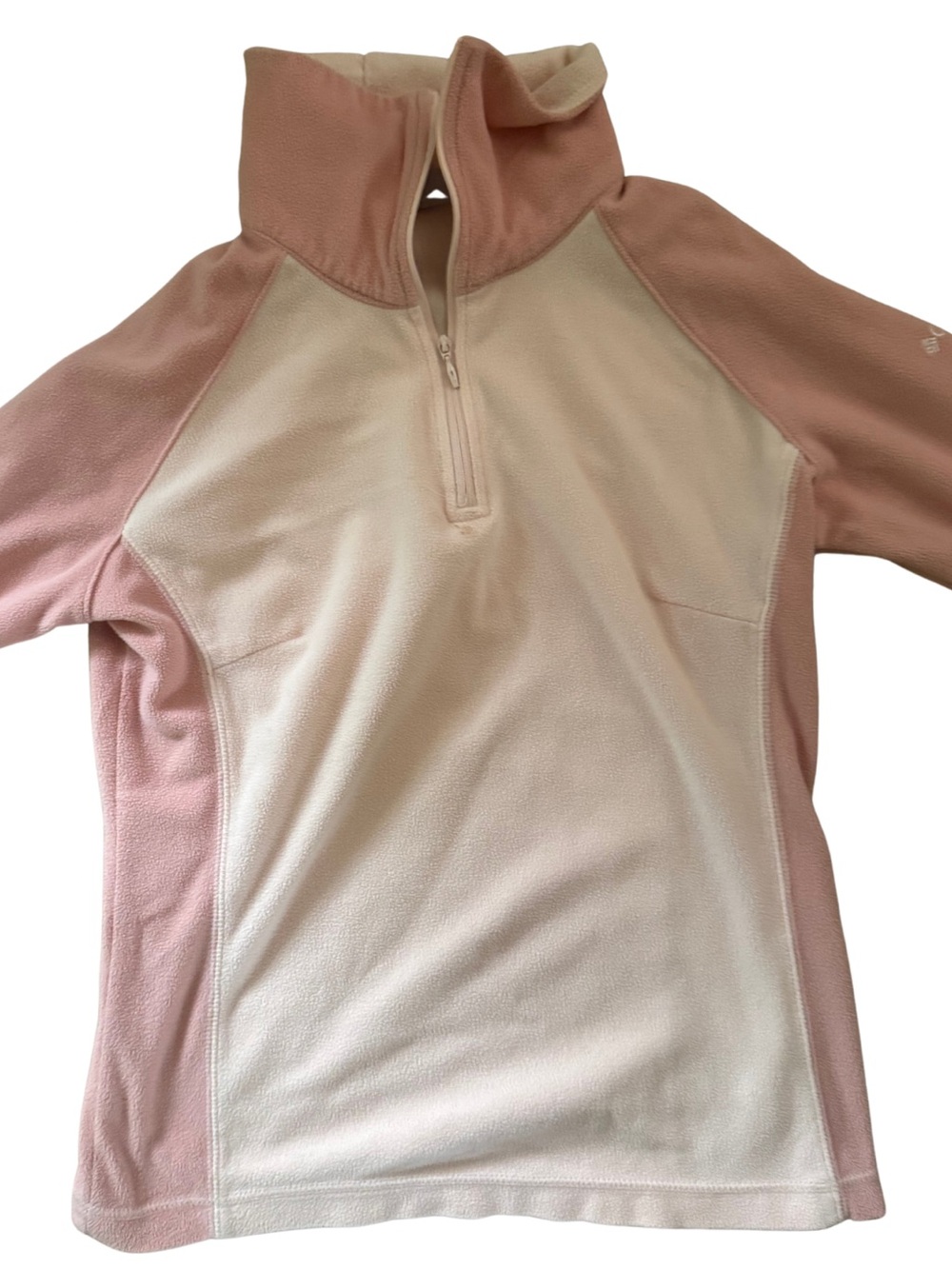 Columbia Women's Light Pink and Cream Half-Zip Fleece Pullover